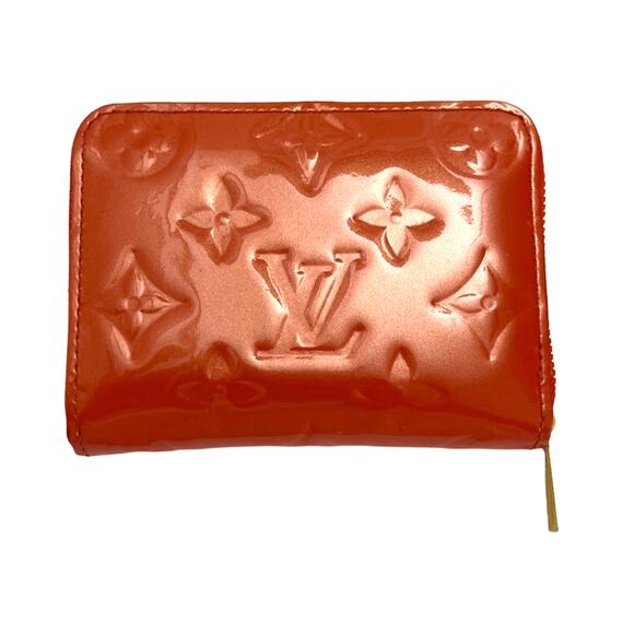 Louis Vuitton Vernis Compact Zippy Wallet Orange Patent Leather TH2029 France - Picture 1 of 13